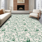 Green Abstract Whimsical Figure Collage Rug