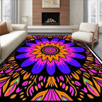 Vibrant Blue Pink Orange Floral Mandala Rug