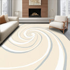 Minimalist Cream Swirl Abstract Rug
