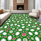 Festive Green Red Circles Garland Rug