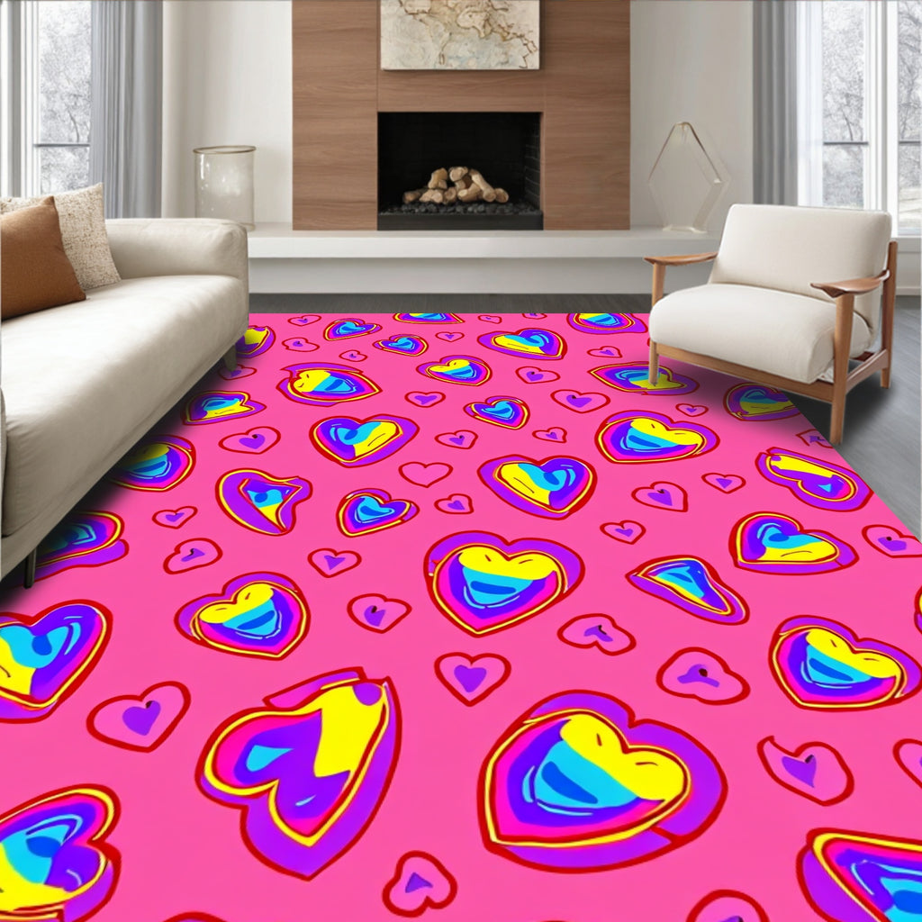 Vibrant Pink Heart Collage Rug
