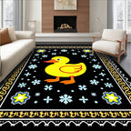 Cute Yellow Duckling Floral Blooms Rug