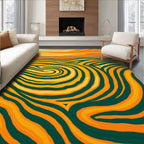 Vibrant Orange Green Swirl Landscape Rug