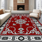 Rich Red Victorian Floral Scroll Rug