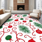 Red Green Ornament Foliage Swirls Rug