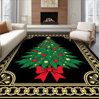 Vintage Red Bow Christmas Tree Rug