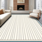 Classic Cream Vertical Stripe Border Rug