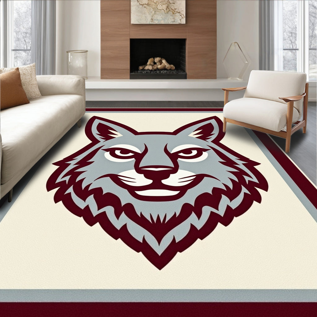 Crimson Gray Wolf Portrait Rug