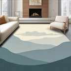 Muted Blue Layered Mountain Cloudscape Rug