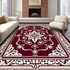Rich Crimson Floral Medallion Rug