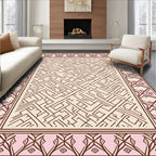 Pink Abstract Geometric Maze Rug