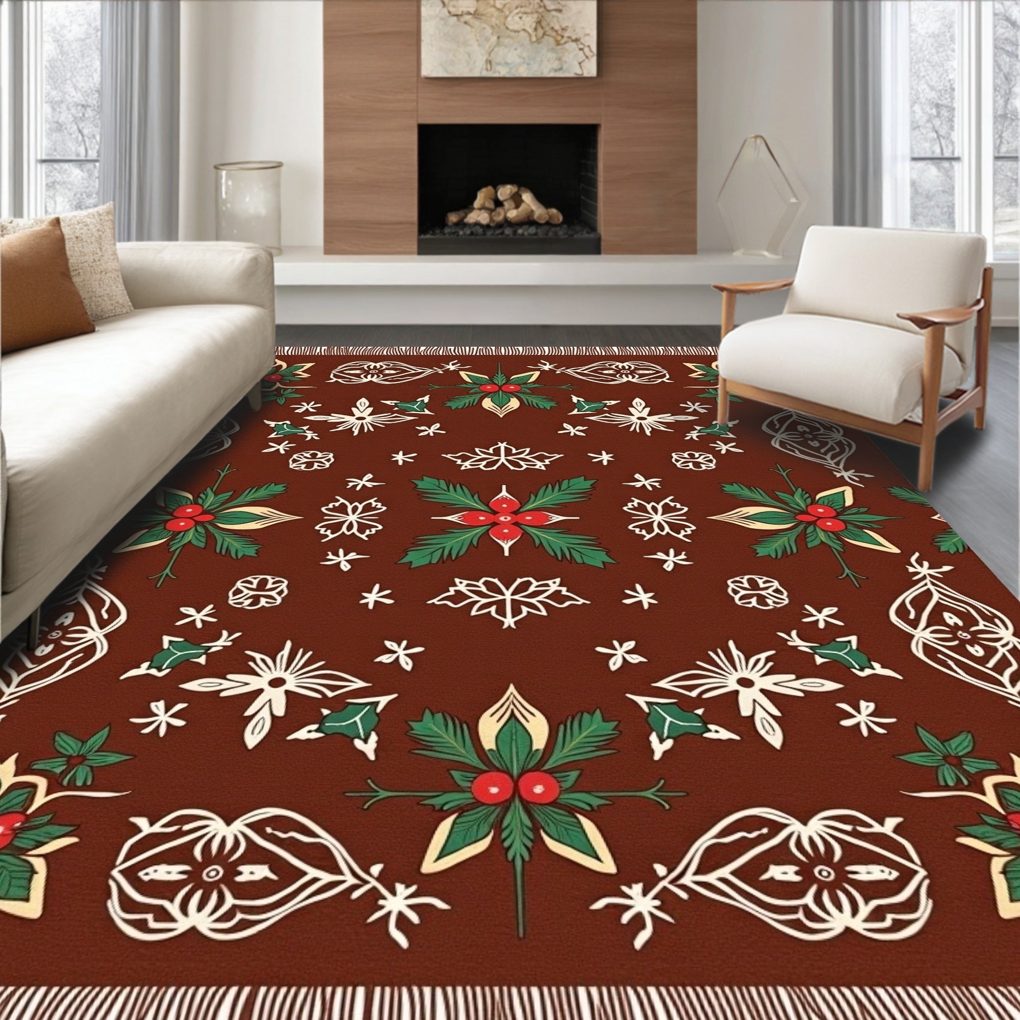 Brown Holly Berry Starburst Rug