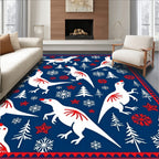White Dinosaurs In Snowy Forest Rug