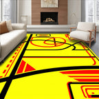 Bold Red Abstract Lines Yellow Rug