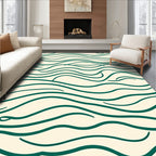 Teal Wavy Cream Abstract Rug