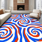 Bold Blue Red Swirl Abstract Rug