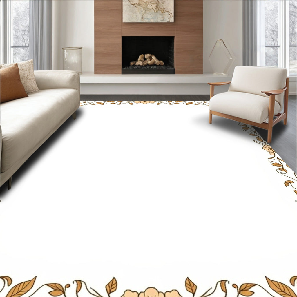 Golden Bronze Floral Vine Outline Rug