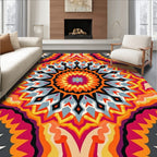 Vibrant Mandala Sunburst Geometric Rug