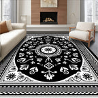 Dark Ornate Botanical Mandala Accent Rug