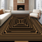 Modern Geometric Gold Tunnel Rug