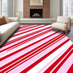 Classic Red Pink Striped Ribbon Rug
