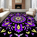 Bold Purple Yellow Abstract Radiating Rug