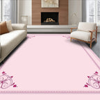Soft Pink Floral Corner Accent Frame Rug