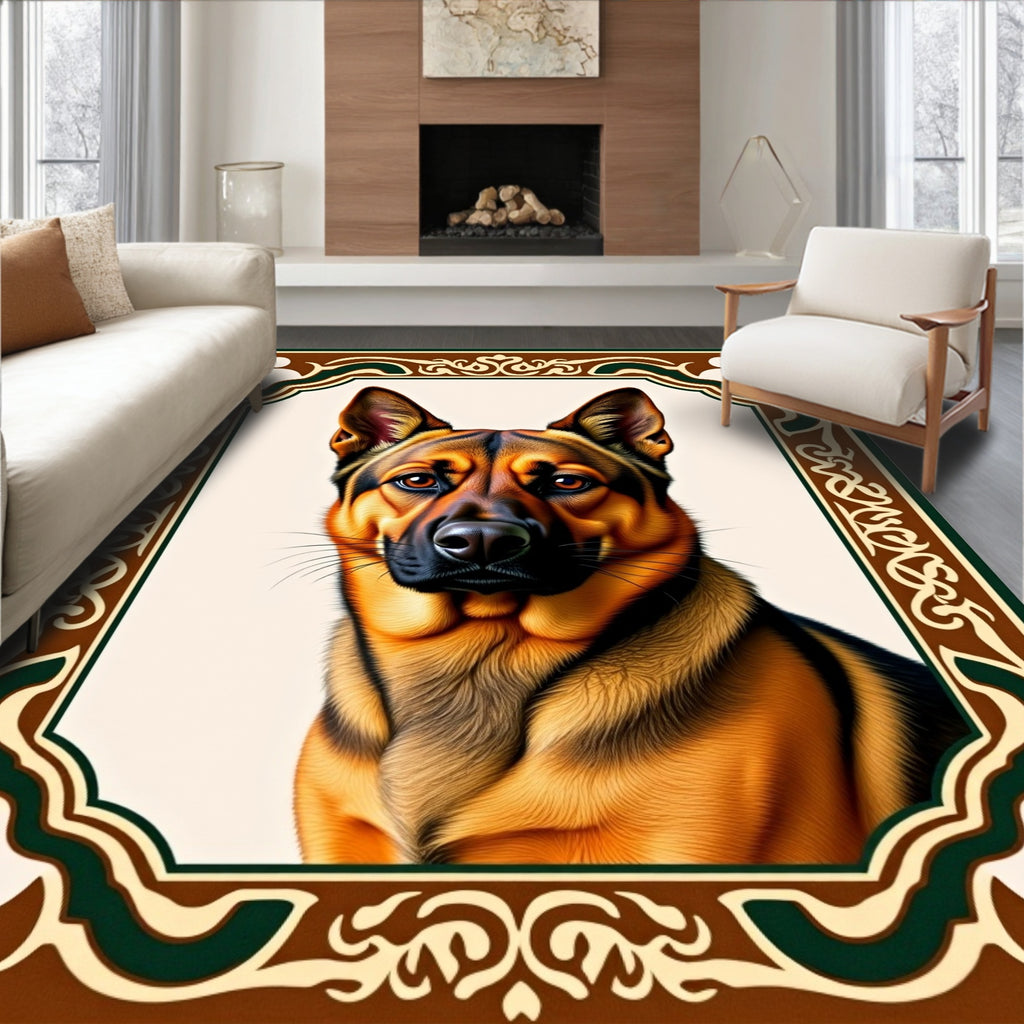Rich Brown German Shepherd Portrait Rug
