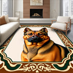 Rich Brown German Shepherd Portrait Rug