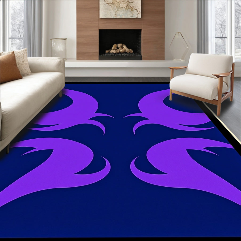 Gothic Violet Swirls on Navy Rug
