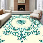 Teal Vintage Floral Sunburst Rug