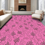 Fuchsia Pink Leafy Swirl Accents Rug