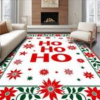 Ho Ho Ho Red Floral Border Rug