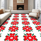 Vibrant Red Floral Medallion Arrangement Rug