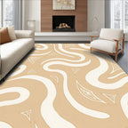 Sandy Beige Swirling Lines Triangles Rug