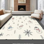 Cream Snowman Winter Folk Art Rug
