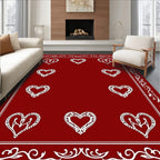 Crimson White Heart Border Rug