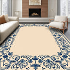 Ornate Cobalt Vine Border Rug
