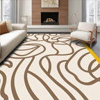 Organic Brown Swirl Cream Abstract Rug