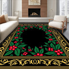 Ornate Gold Holly Berry Frame Rug