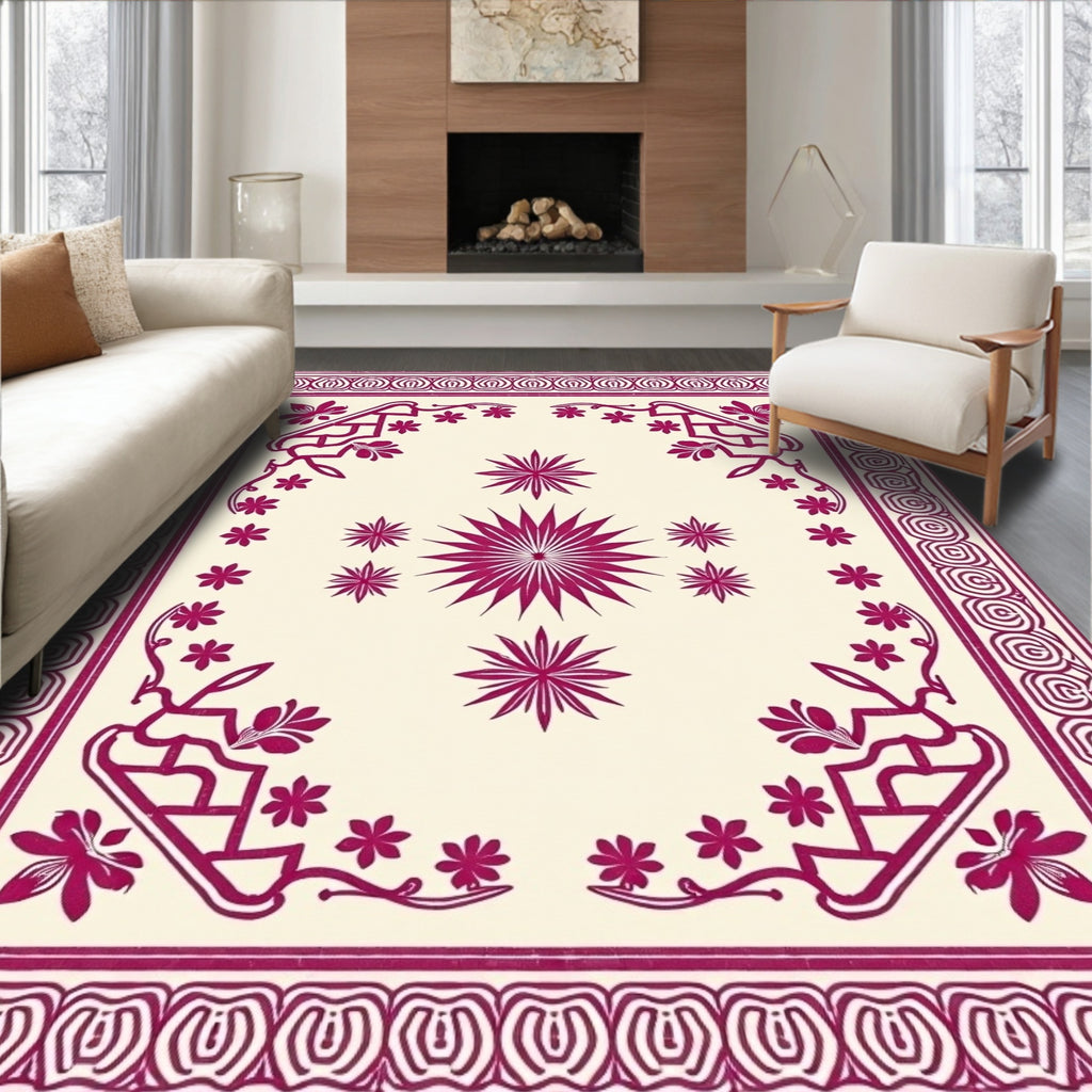 Deep Plum Floral Starburst Medallion Rug