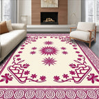 Deep Plum Floral Starburst Medallion Rug