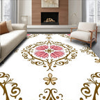 Pink Floral Scrollwork Medallion Rug