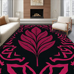 Deep Magenta Floral Border Rug