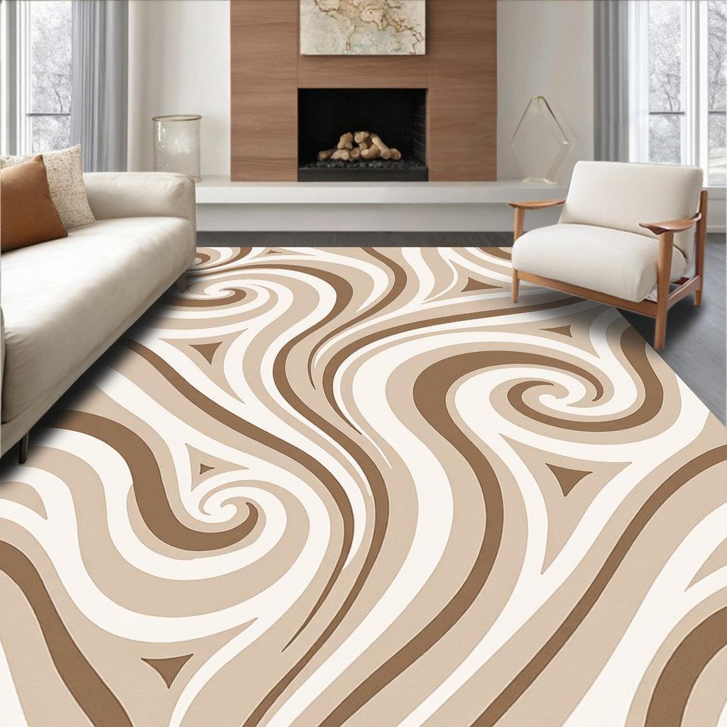 Earthy Swirl Cream Brown Rug