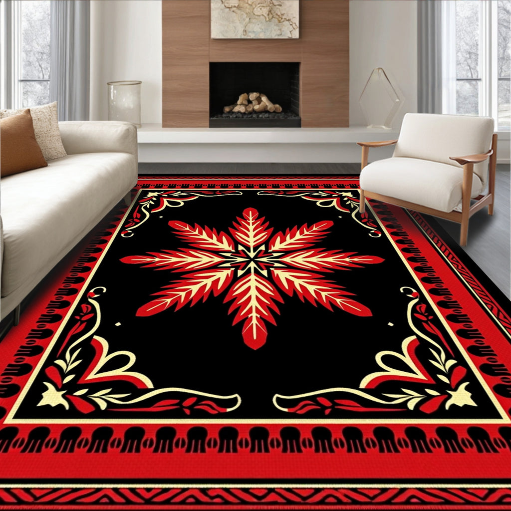 Bold Red Floral Starburst Rug