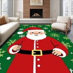 Jolly Santa Claus Snowflake Garland Rug