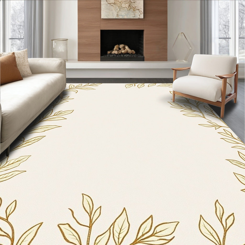Golden Leaf Vine Border Rug