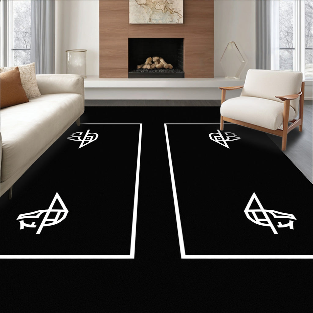 Monochromatic Abstract Animal Line Art Rug