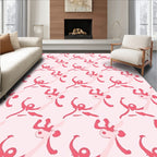 Whimsical Pink Figures Repeating Pattern Rug
